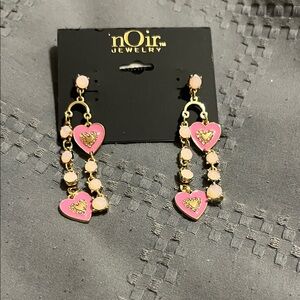 nOir Jewelry Pink and Gold Heart Earrings